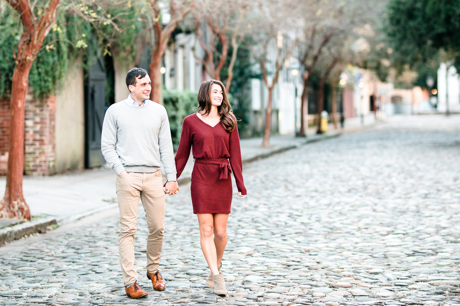 Couple Session Downtown Charleston, cobble stone