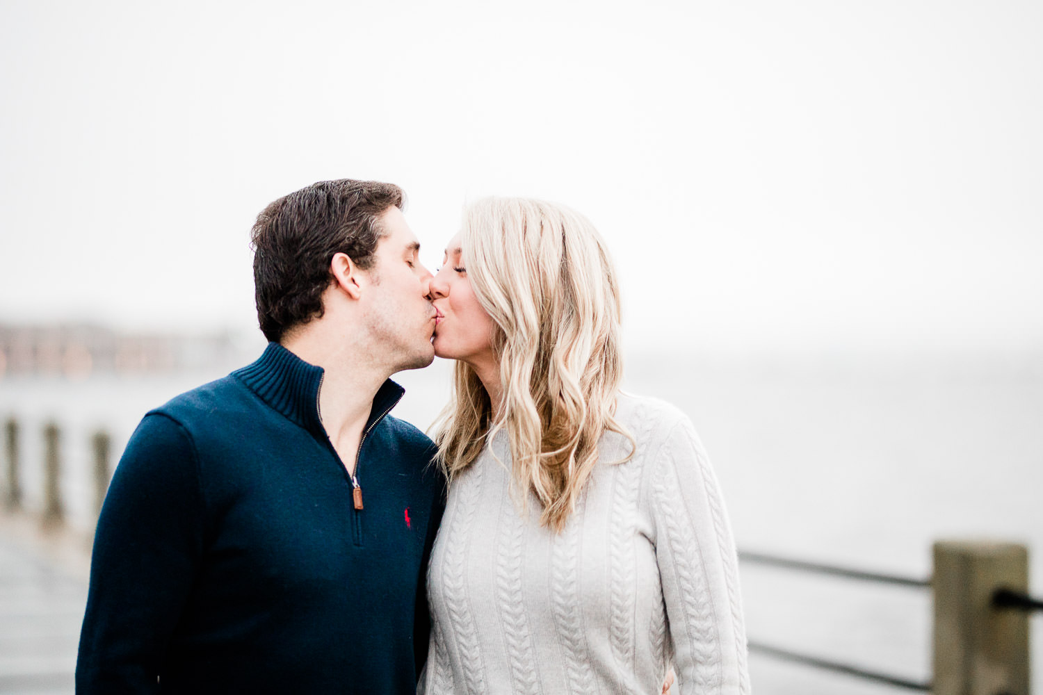 Couple kissing, engagement session downtown charleston