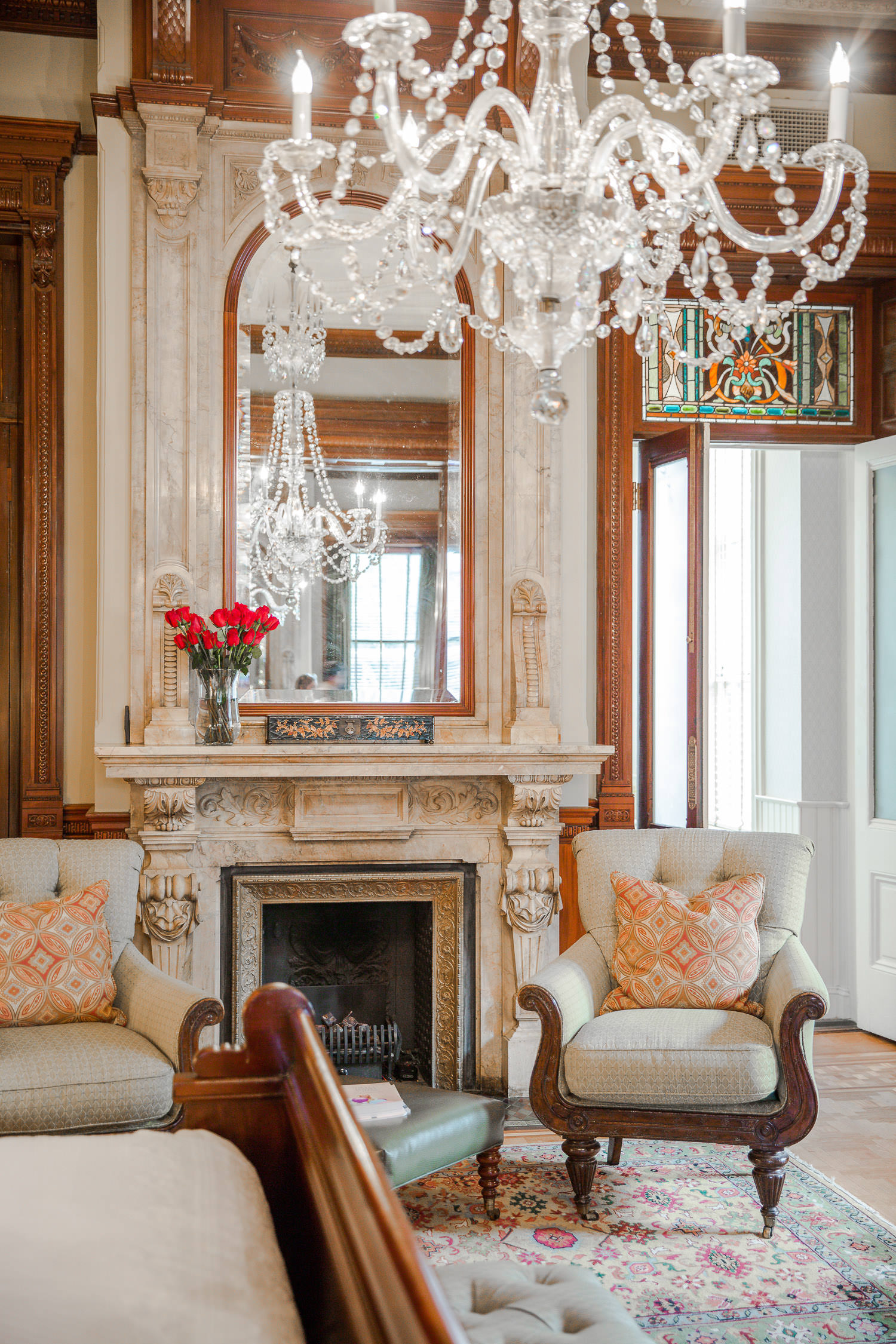 Wentworth Mansion, suite with fireplace 