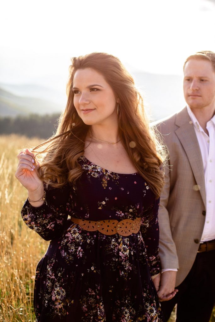 Max Patch Engagement session, woman with dreamy look