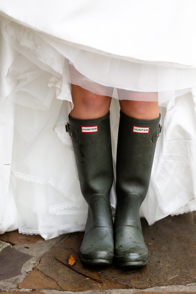 Bride with rain boots