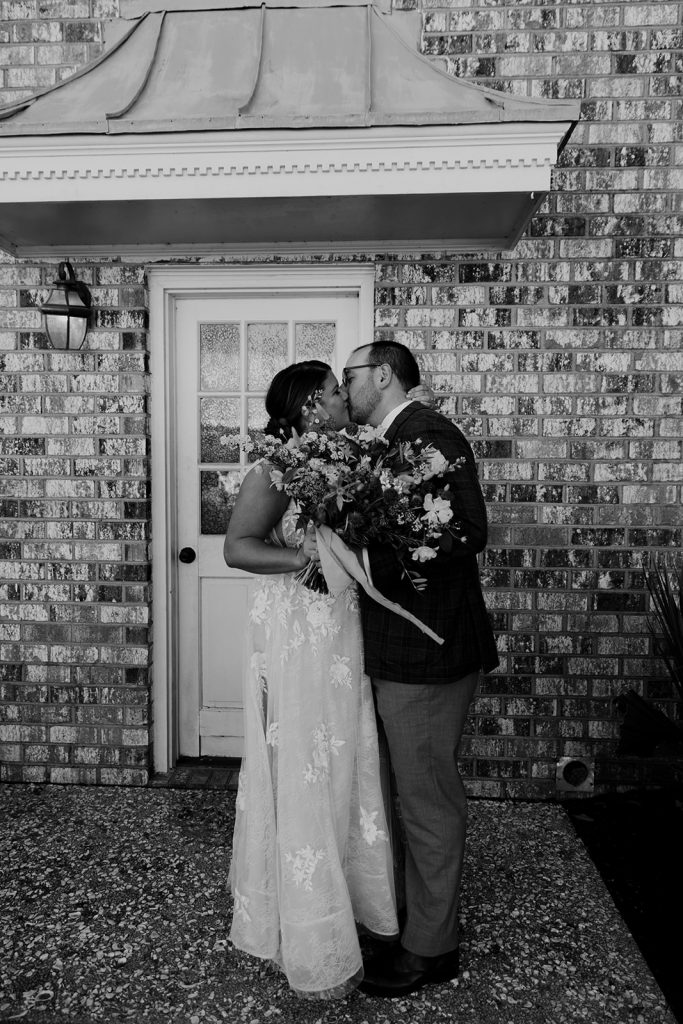 Bride and groom first look at the Island House