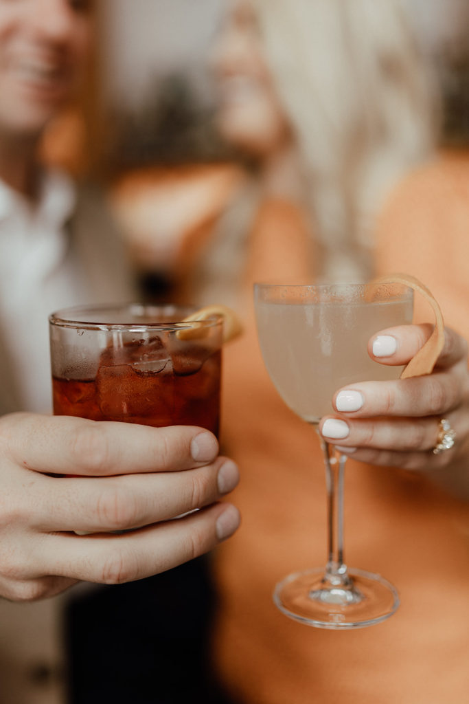 closeup photo of cocktails at engagement session