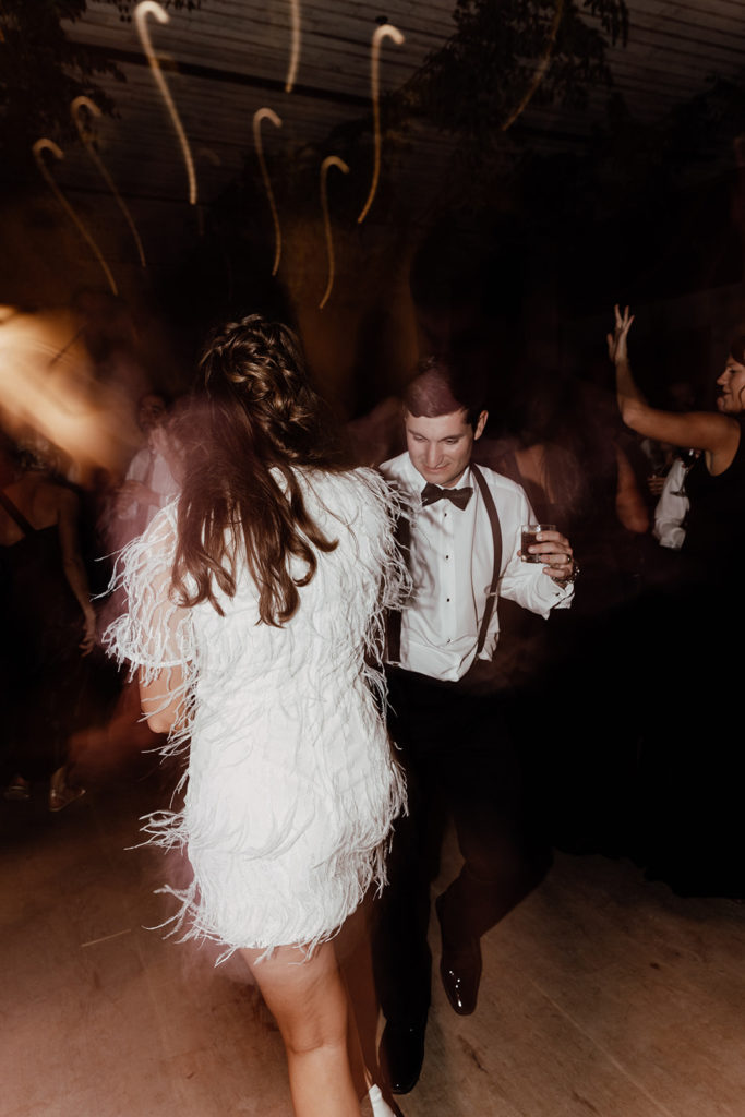Bride and groom dancing after stunning middleton place wedding