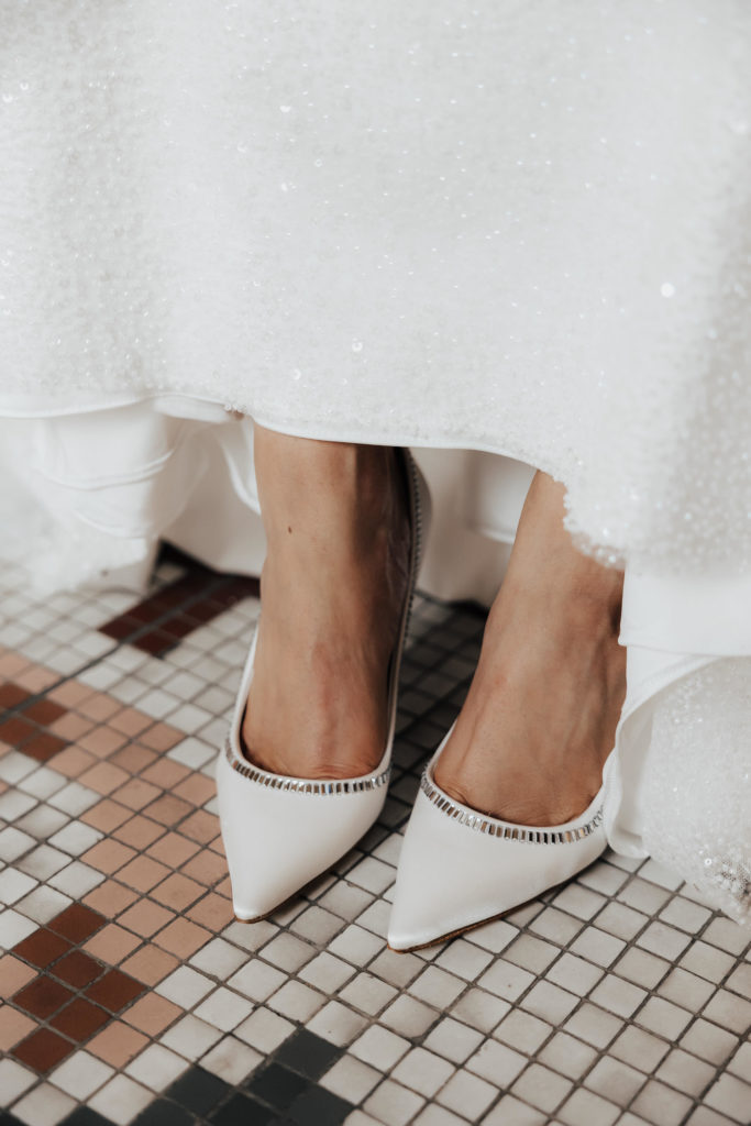 Close-up of bridal shoes