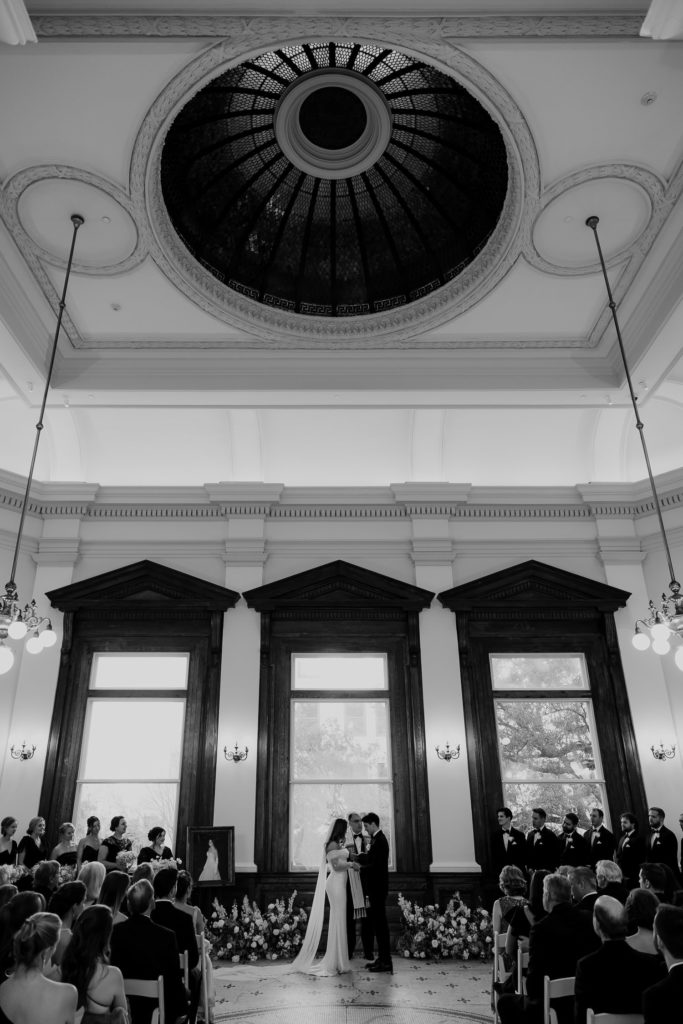 Wedding ceremony under the dome at the Gibbes Museum wedding