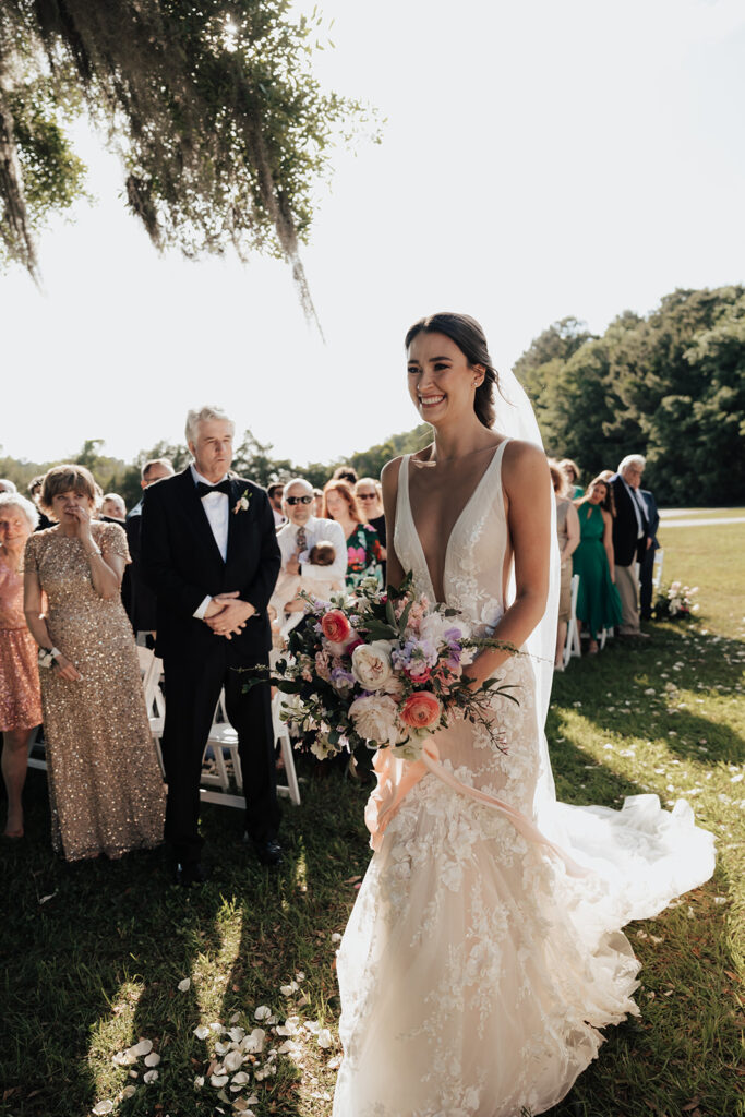 Bride walking down the aisle