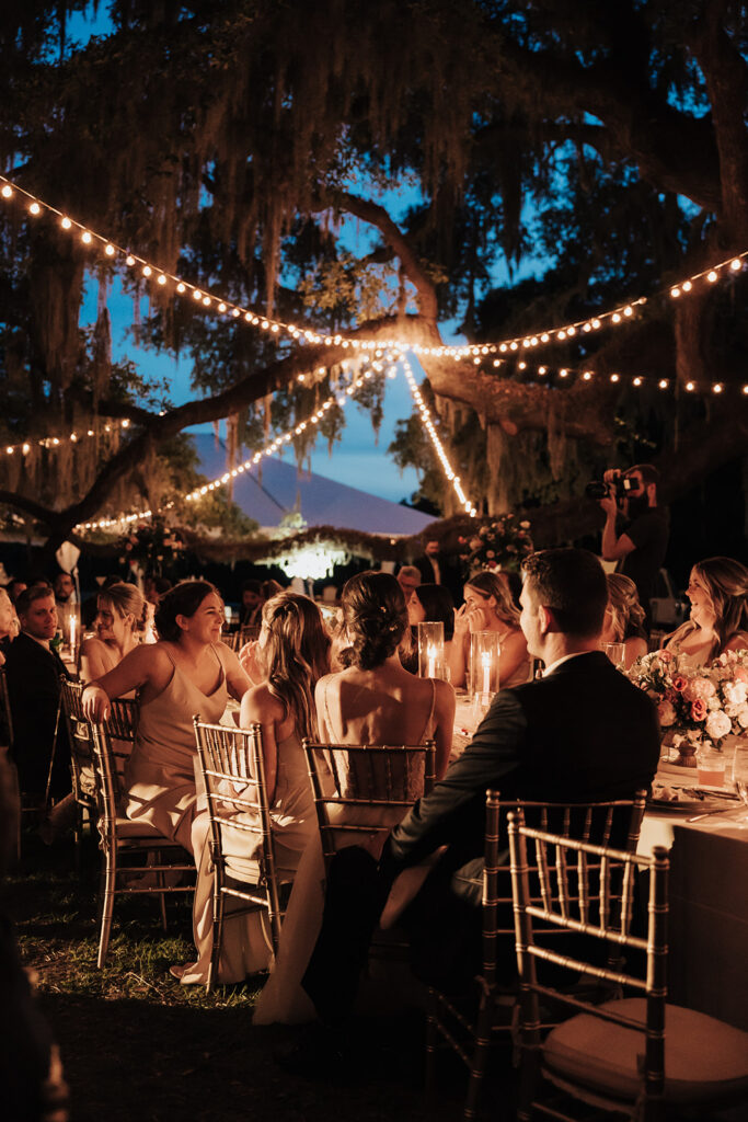 Outdoor reception at Wingate Place with beautiful light