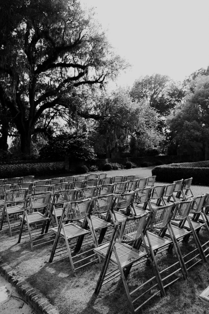 Ceremony setup for Boone Hall plantation wedding