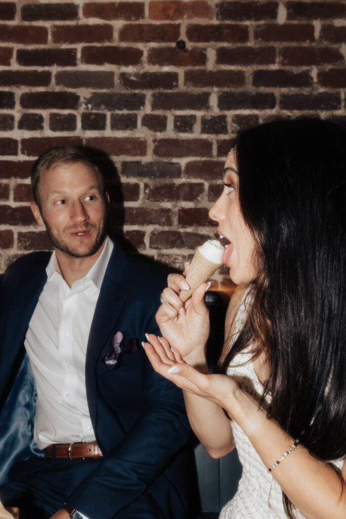 Fun moments and ice cream are perfect combination for engagement photos