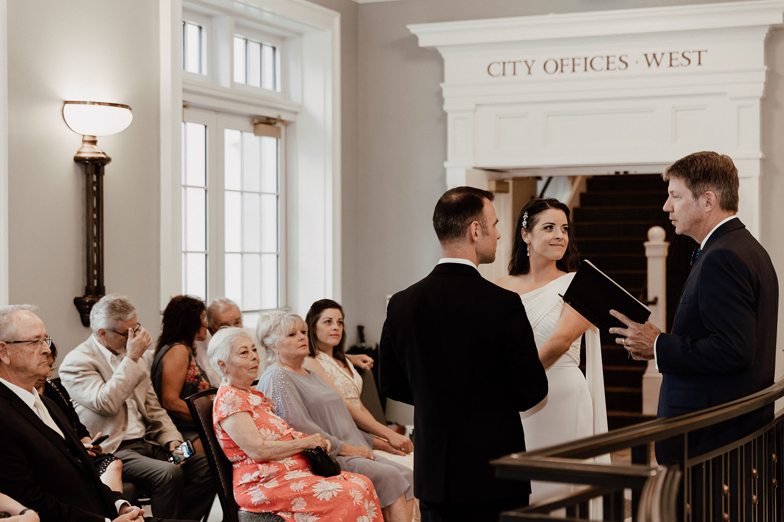 Intimate elopement ceremony at the Gillard Center in Charleston