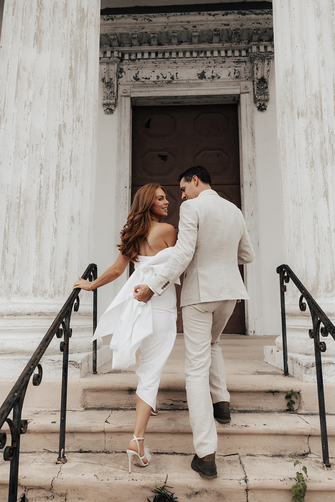 Charleston engagement photo session with an alternate wedding outfit