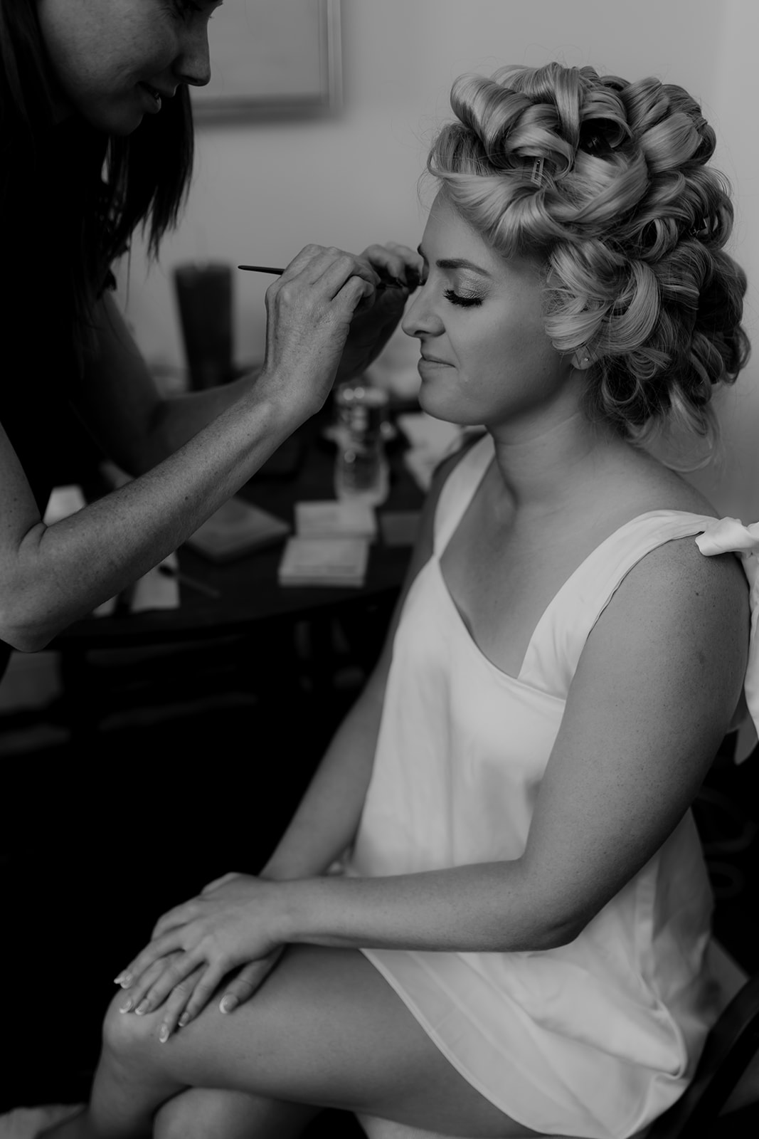 Bride getting final touch for Wedding at Cannon Green