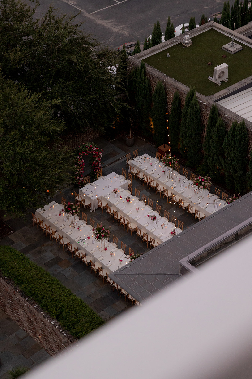 Wedding reception photographed from the dewberry rooftop