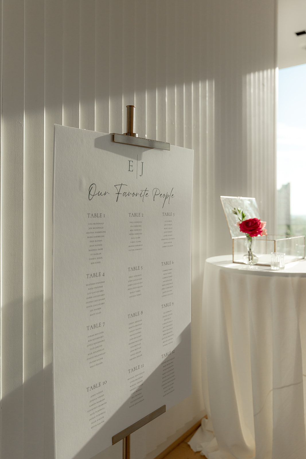 Sunbeams hit seating chart for Wedding at The Dewberry Charleston
