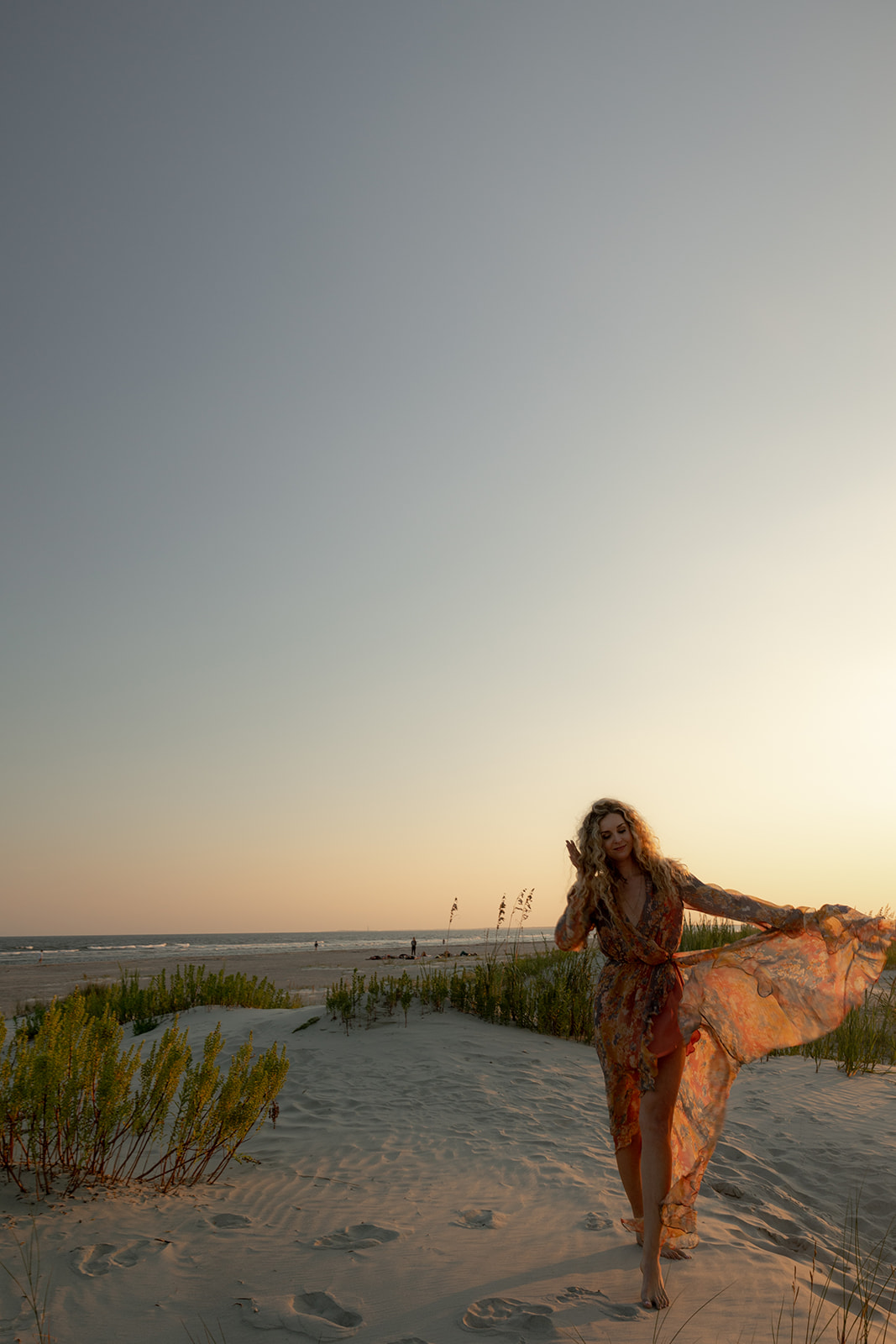 Floating dress in Charleston Beach Engagement Photo