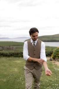 Groom portraits taken during getting ready for Ireland elopement