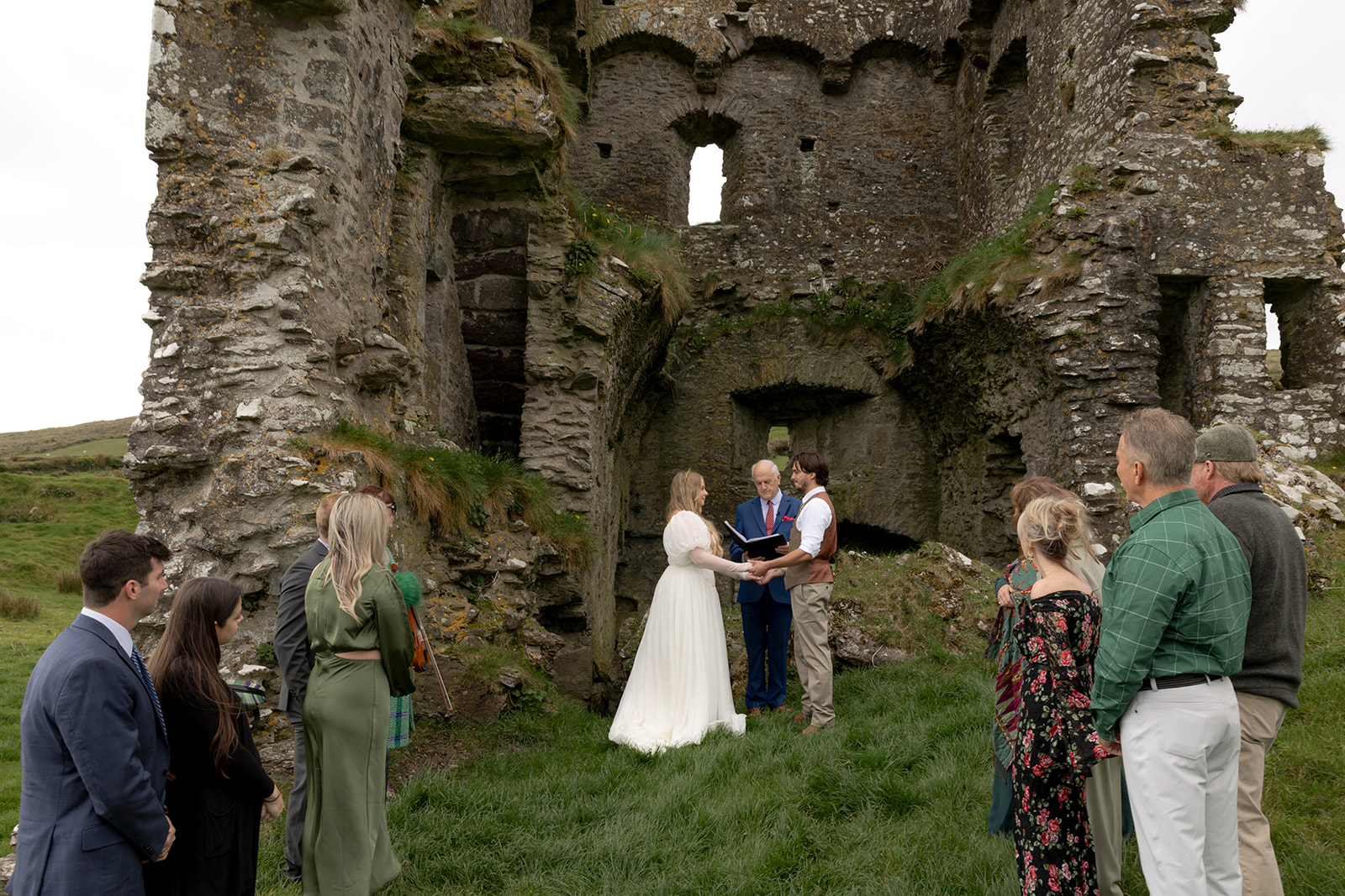 Elopement ceremony at Rahinnane Castle in Ireland