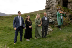 Irleand elopement guests waiting for the ceremony at Rahinnane Castle