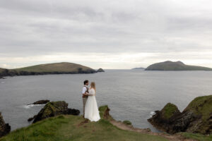 Couple portraits taken at Dunquin Pier