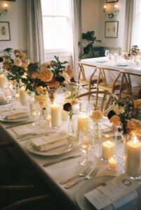 Wedding reception table setup at the post house