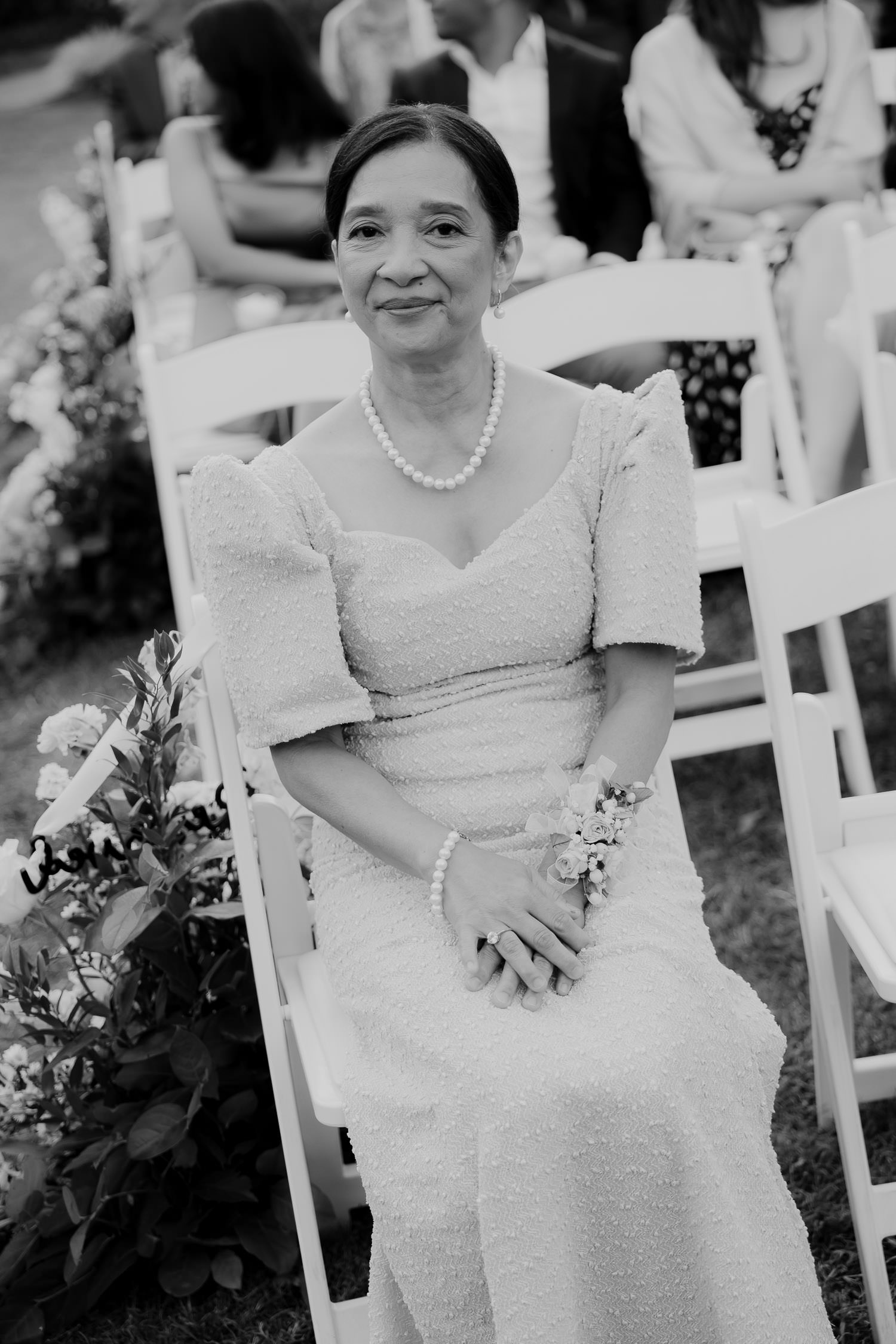 Mother of the bride joyfully awaiting wedding ceremony at Alexander Homestead