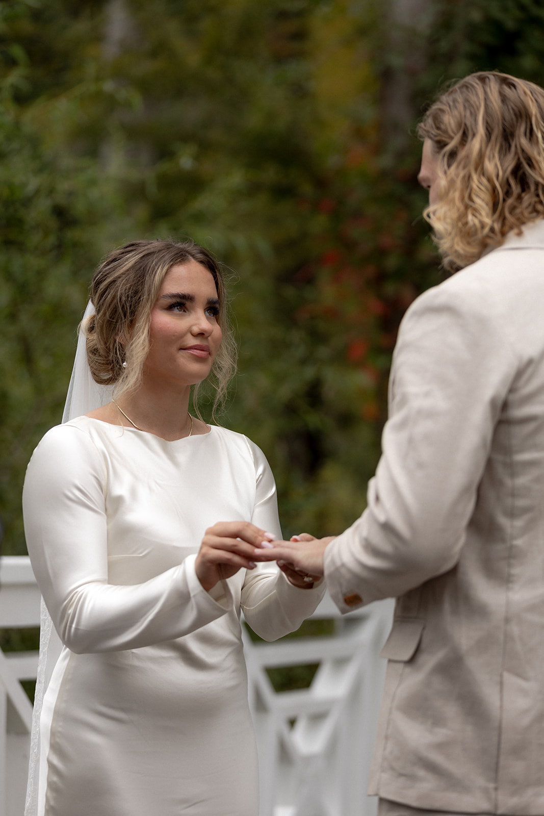 Exchanging rings at Cypress Gardens Elopement