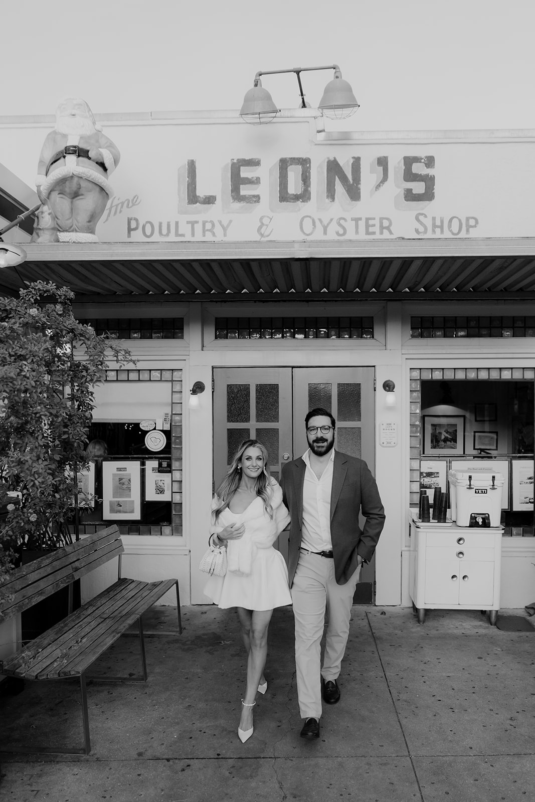 Bride and groom celebrating tehir Rehearsal Dinner at Leon's Oyster Shed