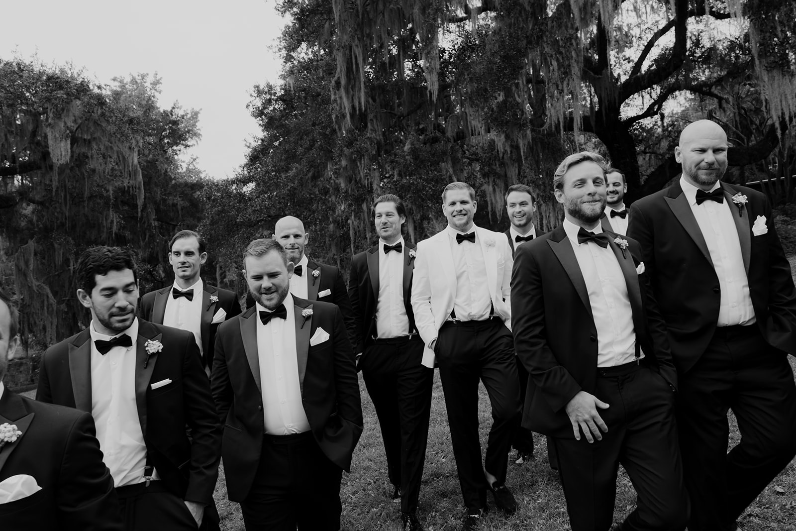 Groomsmen photo taken at middleton place with best man Craig Conover at his brothers wedding