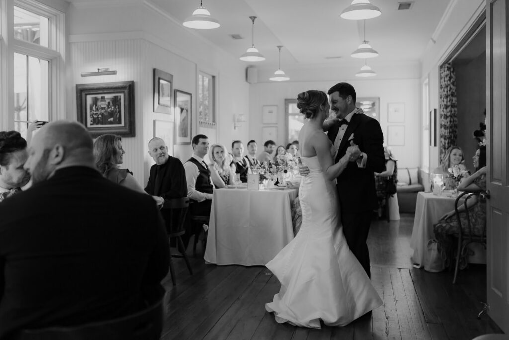 Couple having first dance before dinner