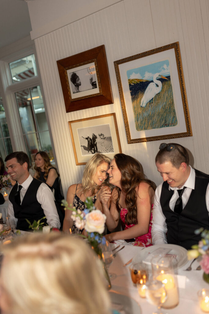 Wedding guest enjoying reception and dinner at the Post House in Charleston